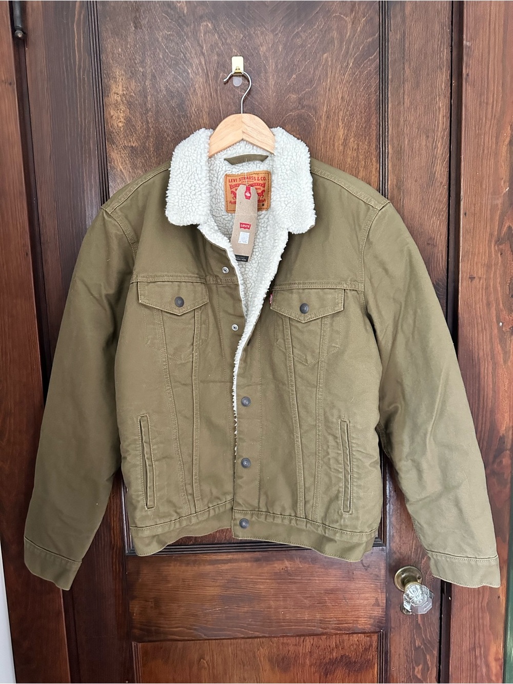 NWT Levi's Men's Olive Sherpa-Lined Trucker Jacket